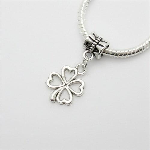 New 25pcs Clover charm Big Hole bead European Pendant fit for Pandora style Bracelets Necklace DIY Metal Jewelry Making 1