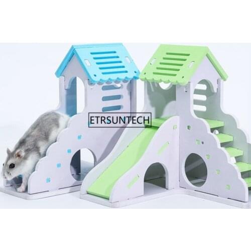 30pcs Wood Hamster House Viewing Deck Ladder Hamster House Small Pets Rat Mouse Hut Nest Pet Sleeping Log Cabin Animal Pet Nest