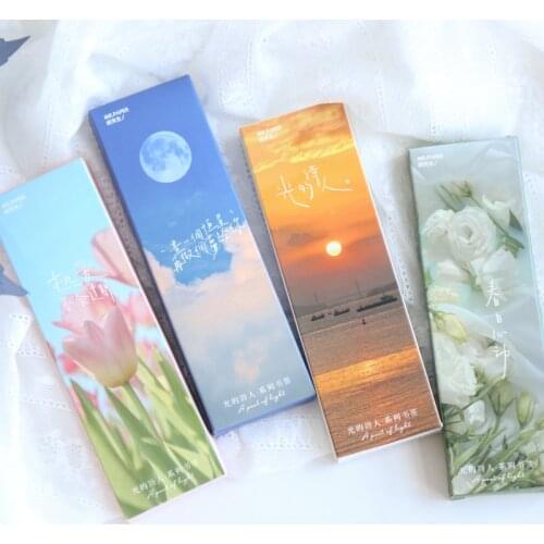 30 PCS/Set Poet of Light Paper Ins Style Bookmarks Sea Floral Sun Bird Card Book Page Marker Birthday Gifts For Friends