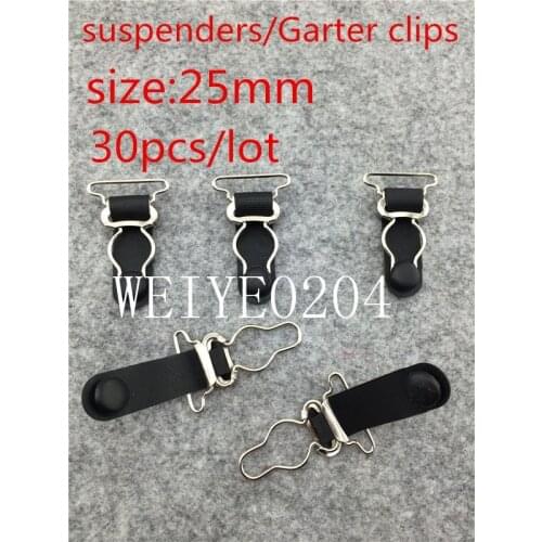 30 pieces/lot) 2.5CM Black Plastic Silver Metal Garter Clips Removable buckle Garment Accessories Stockings clip