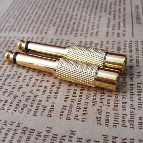 4PCS/LOT Gold-plated Plug Stereo Audio 6.35 mm to RCA Audio connector