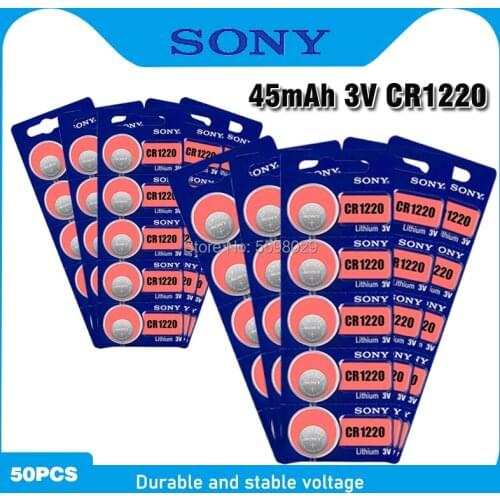 50PCS Sony CR1220 3V Lithium Button Battery BR1220 LM1220 DL1220 CR 1220 L04 Coin Cell Batteries For Watch Remote Toys