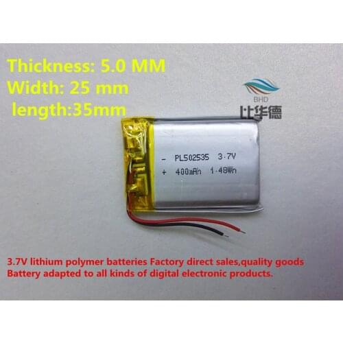 Free shipping)Battery factory outlet 502035 400 mah lithium-ion polymer battery quality goods