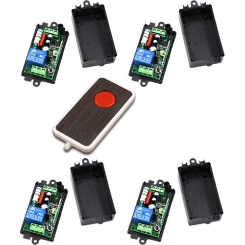 AC110V 220V 1CH RF Wireless Remote Control System / Radio Switch Remote Switch Learning Code 4Receiver +1Transmitter with Button
