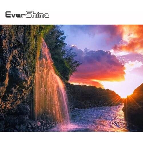 Evershine Diamond Painting Waterfall Full Square Drill Diamond Embroidery Landscape Cross Stitch Kit Diamond Mosaic Beads Gift