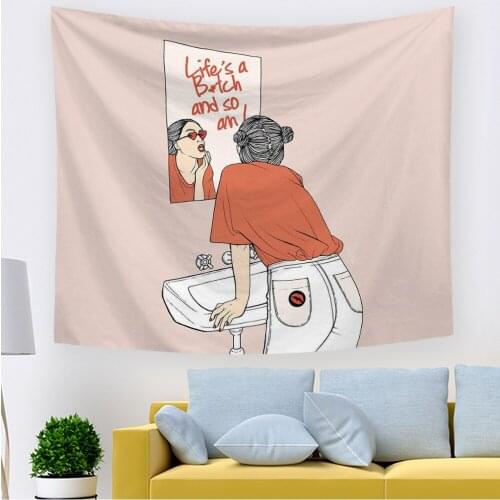 INS Surfing Girl Wall Tapestry Personality Lady Wall Hanging Fabric Cloth for Home Decoration Living Room Curtain Bohemian Tapiz