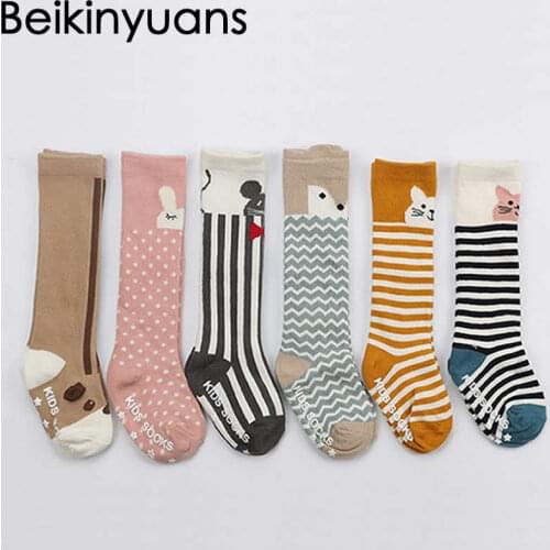 Newborn Cotton Cartoon Socks Baby Toddler Animal Pattern Kids Girl Boy Anti-slip Knee High Sock Baby Socks Fox Cat Cute Infantry