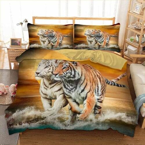 WOSTAR bedding set Duvet Cover Set adult kids home textiles animal pattern king size Bedding Set 3d digital printing two tigers