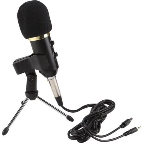 Condenser Recording Vocal Singing Microphone 2.5m Wired USB 3.5mm Jack Sound Recording Mic Amplifier Suitable for Laptop PC