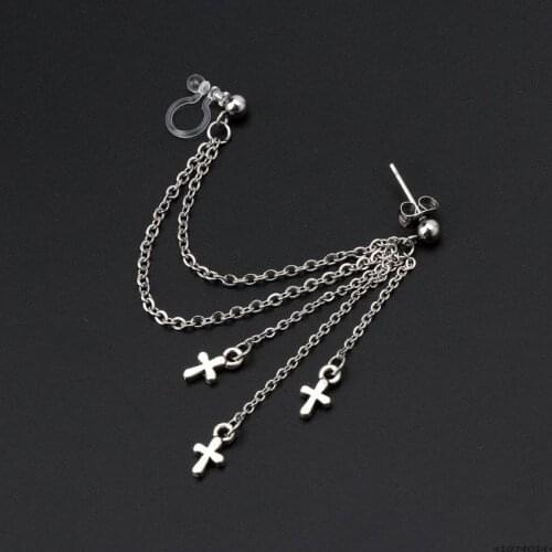 Titanium Steel Korean KPOP Bangtang Boys Cross Pendants Triple Chain Earring wholesales