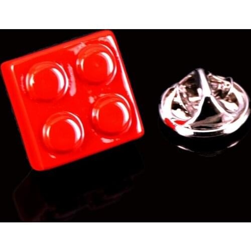 Red building block Brooch New Fashion Jewelry Pin mens and womens French hat shirt scarf LAPEL BADGE PIN gift