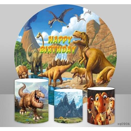 Round Circle Backdrop Customize Kids Birthday Background Party Decoration Boys Jurassic Dinosaur Dessert Table Plinth Cover
