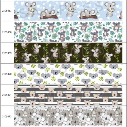 Cute Koala Printed Ribbon Ribbon Hair Bow DIY Handmade Jewelry 10yards