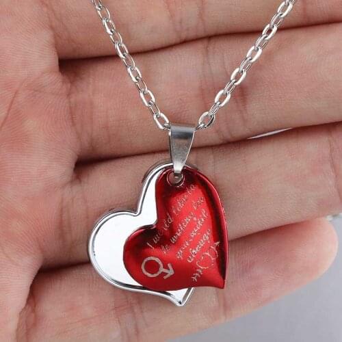 Fashion Jewelry Advanced Red Heart Shape Double Layered Necklace Pendant Ms. Gift Jewelry