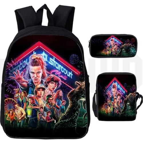 3D Print Stranger Things Season 3 Schoolbags TV Series Stranger Things Backpack Men Sac A Dos Bookbag for Student Laptop Bag