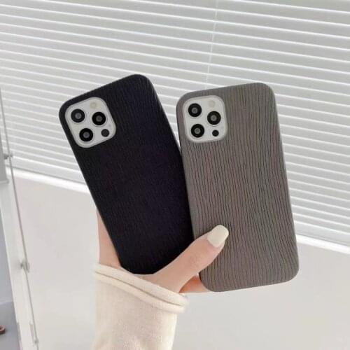 Solid Color Striped Phone Case For iPhone 12 11 Pro Max Mini XS X XR 7 8 Plus SE 2020 Retro PU Leather Soft Protective Cover