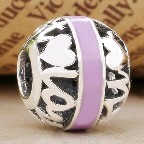Original Openwork Pink & Purple Enamel Degrees Of Love Beads Fit 925 Sterling Silver Bead Charm Bracelet DIY Jewelry