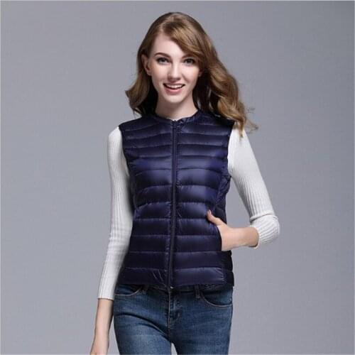 Autumn Winter Women Lightweight Thick Thermal White Duck Down Vests Female Outdoor Hiking Camping Down Waistcoats