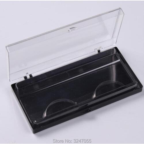 50pcs/lot Plastic Square Empty Fake Eyelashes Storage Box,Black n Clear False Eyelashes Packing Case, High Class Eye Beauty Tool