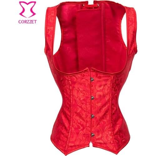 Hot Red Jacquard Gothic Clothing Steel Boned Corset Underbust Sexy Korsett For Women Corselet Plus Size Corsets And Bustiers 6XL