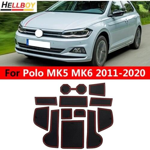 Anti-Slip Car Door Rubber Gate Slot Cup Mats For VW Polo 2020 2019 MK6 AW Volkswagen polo 2015 MK5 6R 6C Accessories 2011-2018