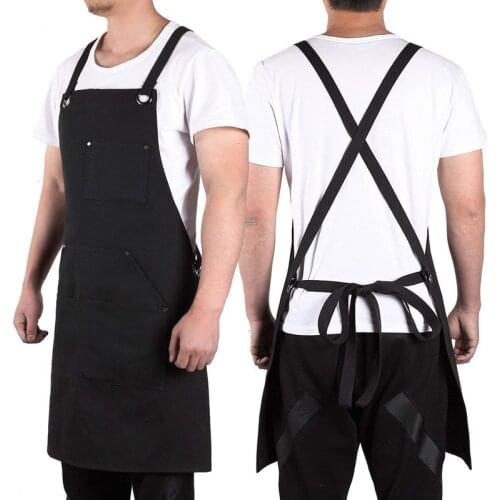 Canvas Work Apron with Tool Pockets Cross-Back Straps & Adjustable Apron Heavy Duty Apron With Pockets For Men and Women
