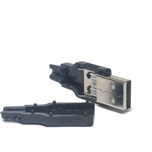 50pcs type A USB 4Pin black socketless connector male port jack tail socket plug electrical terminal suitable for SamsungHuawei