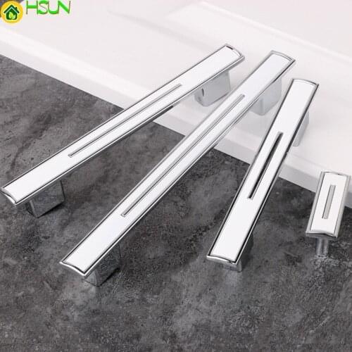 192mm 256mm Modern Simple Fashion Kitchen Cabinet Wardrobe Door Handles Silver White Drawer Dresser Cupboard Knob Pull 5" Chrome