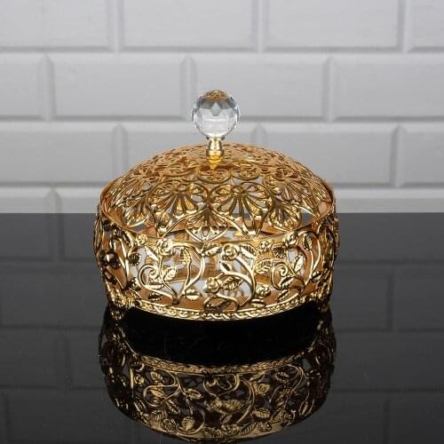 Sugar Bowl Serving Tray Luxury Service Plate Golden Silver Round With Cap Turkish Arabic Oriental Eastern