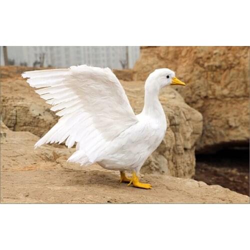 Cute real life white duck toy foam&furs simulation wings duck home garden model gift about 35x50cm 0517