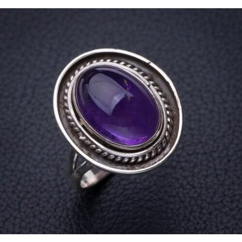 StarGems Natural Amethyst Handmade 925 Sterling Silver Ring 8.75 E2711