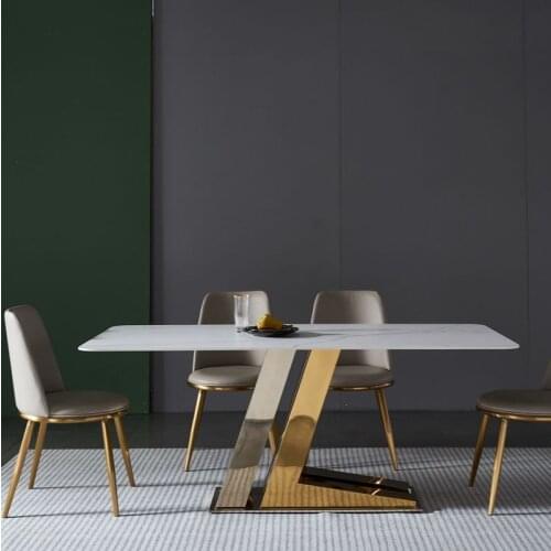 Light luxury dining table and chair combination household small-sized guest restaurant dining table rectangular dining table