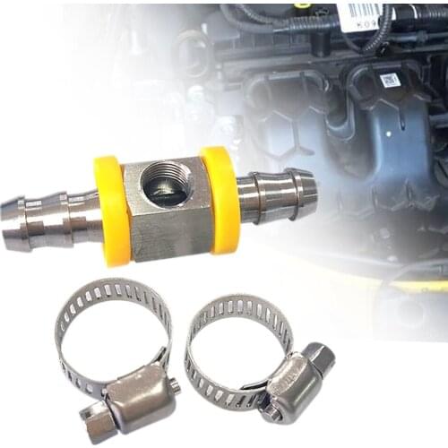 3/8" Auto Fuel Line Fuel Pressure T-fitting Adapter Stainless Steel To 1/8"-27 Npt Port With 2 Hose Clamps For Car Accessories