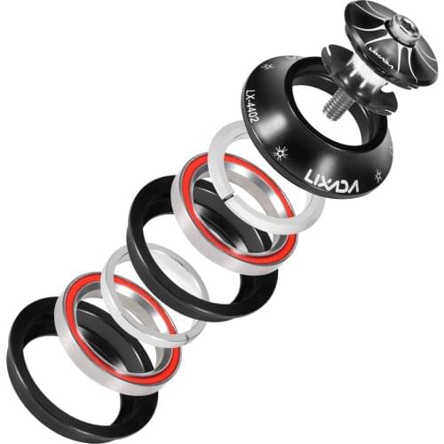 LIXADA 44-44mm Bike Headset CNC High Precision Machining Aluminum Alloy Headset Heavy Duty Headset Top Cap Bearings Fork Bearing