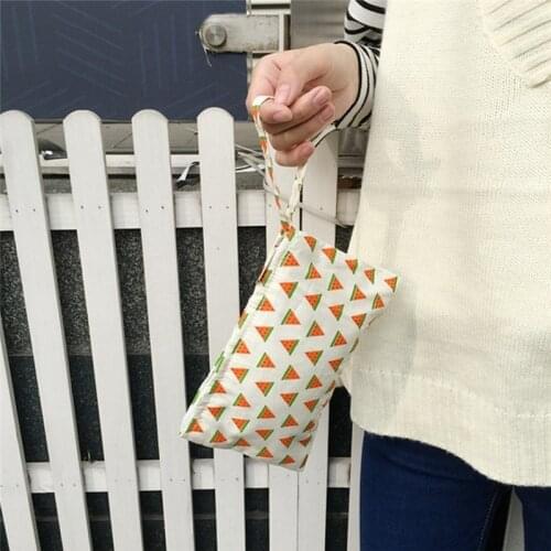 Vintage Fruit Coin Purse Bag Waterproof Fabric Small Square Pouch Card Holder Women Mini Wallets Bags Femme