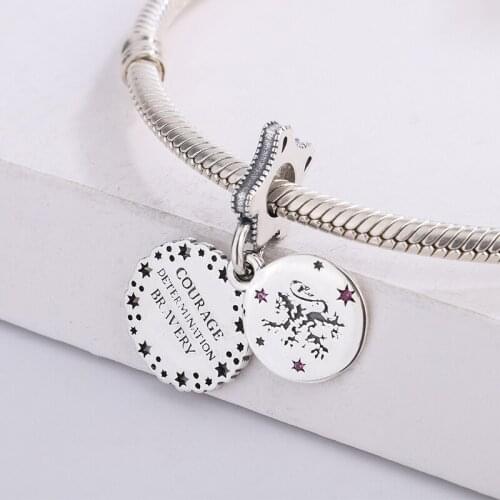 925 Sterling Silver Five-Pointed Star Red Zircon Lion Dangle Pendant Charm Bracelet Fashion Jewelry DIY Making For Pandora