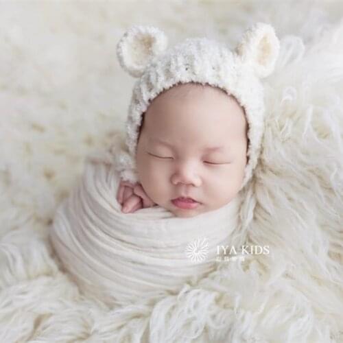 Knit Faux Mohair Bear Hat Newborn Knit Bear Hat Photography Prop bonnet