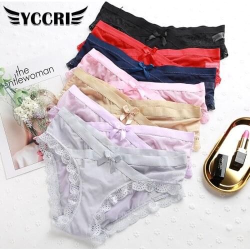 YCCRI Lace Low Waist Sexy Underwear Women Seamless Underwear Breathable Crotch Pants Transparent Seductive Briefs Underwear