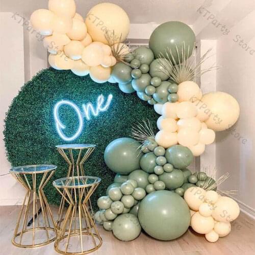 Macaron Yellow DIY Balloon Garland Arch Wedding Decoration Sage Green White Dark Blue Balloon Birthday Party Baby Shower Decor