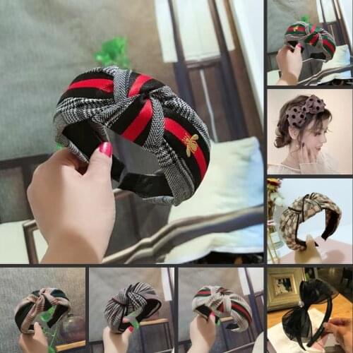2021 New Fashion Solid color fabric cross-knotted wide-brim headband Hairpin Temperament Headdress Hair Accessories