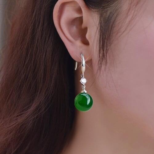 925 Silver Real Natural Emerald Jewelry Earrings Chalcedony Topaz Gemstone Drop 925 Ruby Topaz Earrings for Women Orecchini Girl