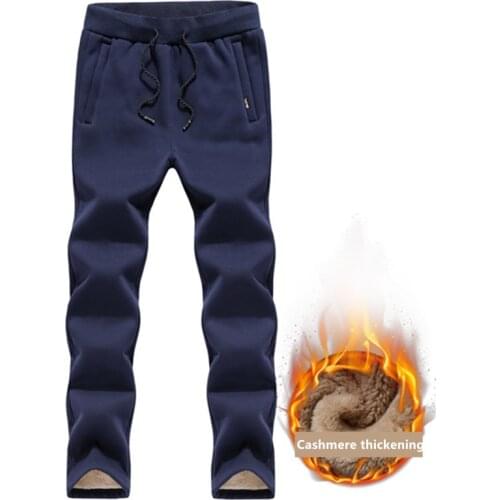 Winter Keep warm Cashmere thickening Mens Sweatpants Casual Faux Fur Warming Military Hombre Mens Trouser Plus Size M-5XL