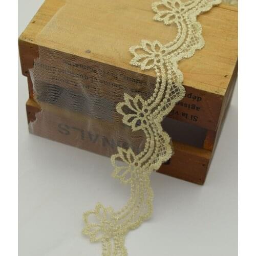Gold Bridal net Lace Trimming Embroidered Trim Ribbon Wedding Edging 4.3"