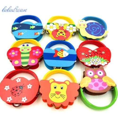 1pc Handbell Medium Cartoon Percussion Instrument Kid Game Toy Musical Instrument Wooden Toys