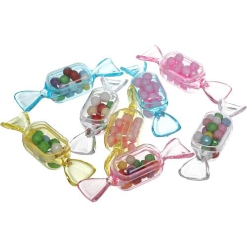10Pcs Mini Plastic Transparent Candy Box Candy-shaped Storage Container DIY Wedding Supplies