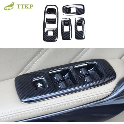 Fit for Ford Ranger Everest Endeavor Accessories 2015-2019 Carbon Fiber Color Stainless Steel Door 4pc Window Lift Cover Panel