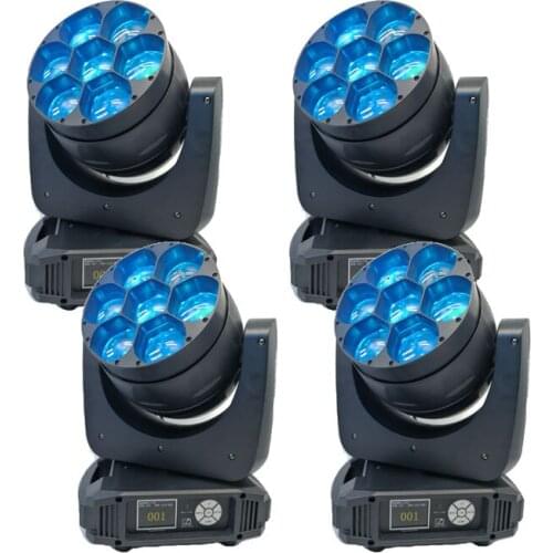 4pcs/lot Lyre 7X40W RGBW 4in1 LED Moving Head Light Zoom Wash Moving Head Party club DMX DJ Stage Disco Lights