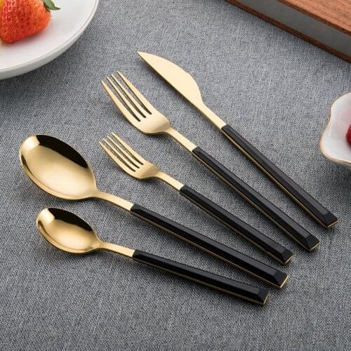 5/10/15/20/25/30pcs Imitate Wooden Texture Cutlery For Korean Kitchen Dining Silverware Dinnerware Spoon and Fork Set vajilla