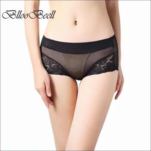BllooBeell Womens Lace Underwear Seamless Panties Lady Sexy Mid-Rise Transparent Underpants Girl Cotton Crotch Briefs Size L/XL