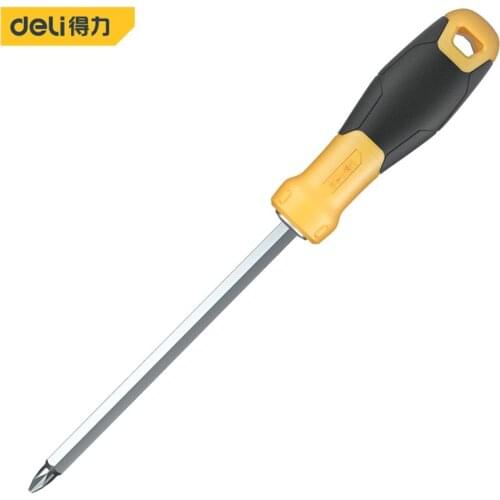 Deli Double-Use 2-in-1 Slotted/Phillips Screwdriver Removable Hand Tool Chrome Vanadium Steel Repair Tool Handle Screw Driver